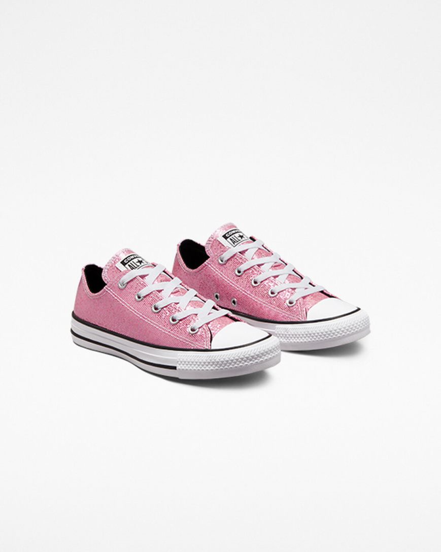 Girls' Converse Chuck Taylor All Star Glitter Low Top Shoes Pink / Black | AU 493C6G